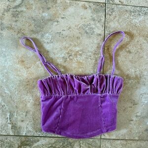 NWT Urban Outfitters Purple corduroy Ruched Crop Top